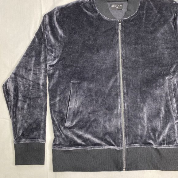 NWT Goodlife Charcoal Black Velour Full Zip Sweat Track Jacket Large Loungewear - Picture 7 of 12